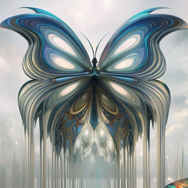 Ethereal Butterfly Calligraphy with Ink Flow