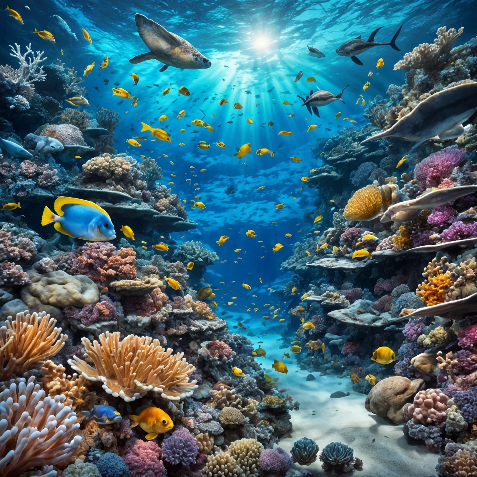 Vibrant Coral Reef Ecosystem Under the Sea