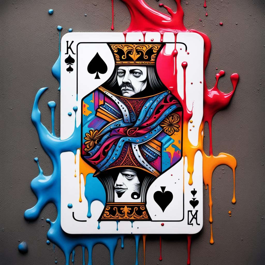 King of Spades Graffiti Art in Polychromatic Colors