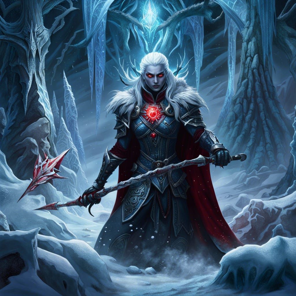 Drow Elf Ice Magic Blizzard: Fantasy Concept Art