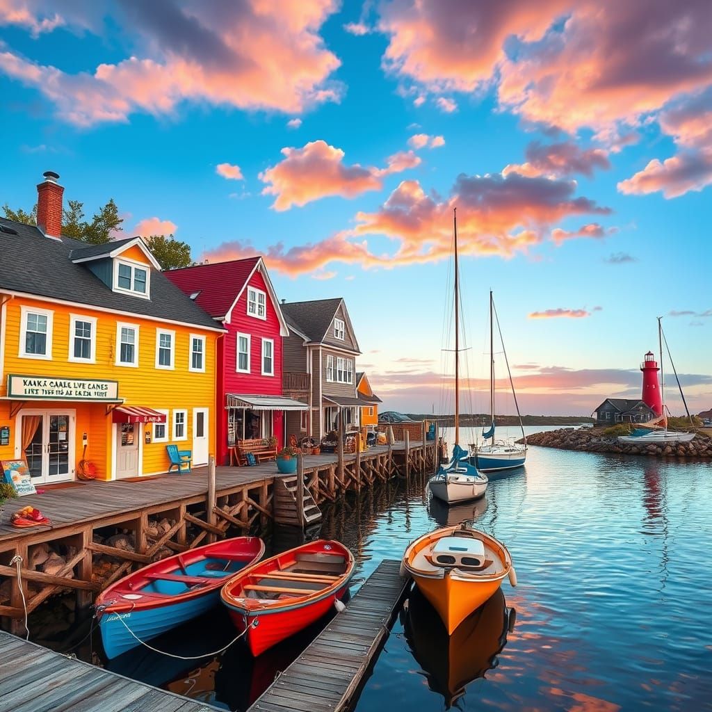 Picturesque Harbor Scene at Sunset