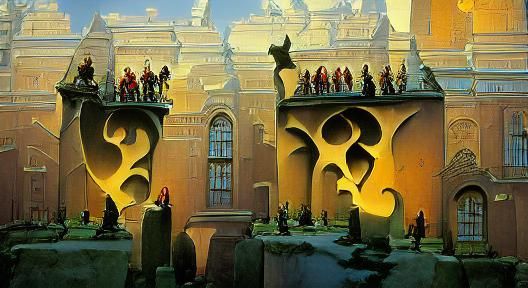 Grand Classical Academy Building Under Cloudy Sky