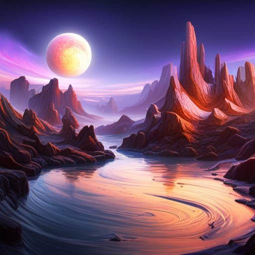 Abstract Circles in Deep Color, Matte Painting