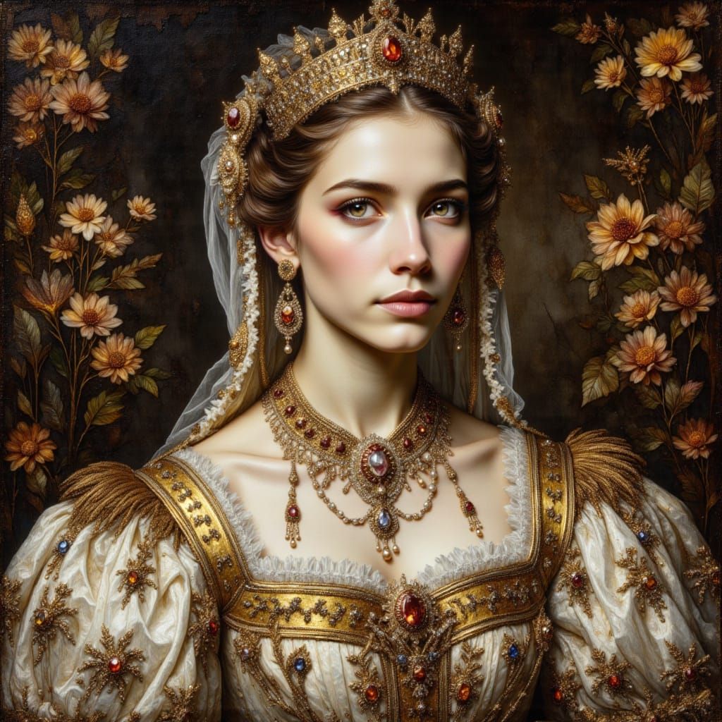 Tudor Lady Portrait in Brushed Oils Style