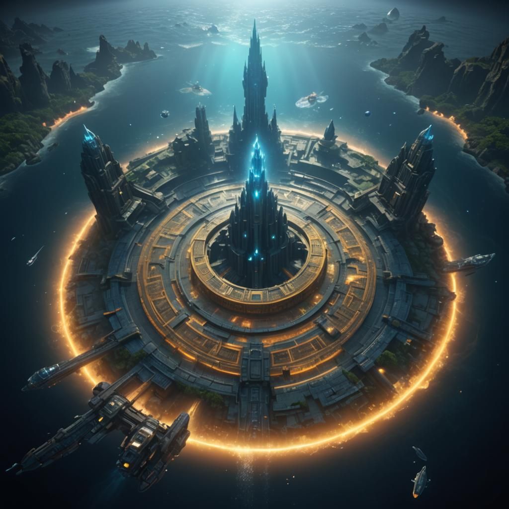 Atlantis Stargate in 3D Game Cinematic Style