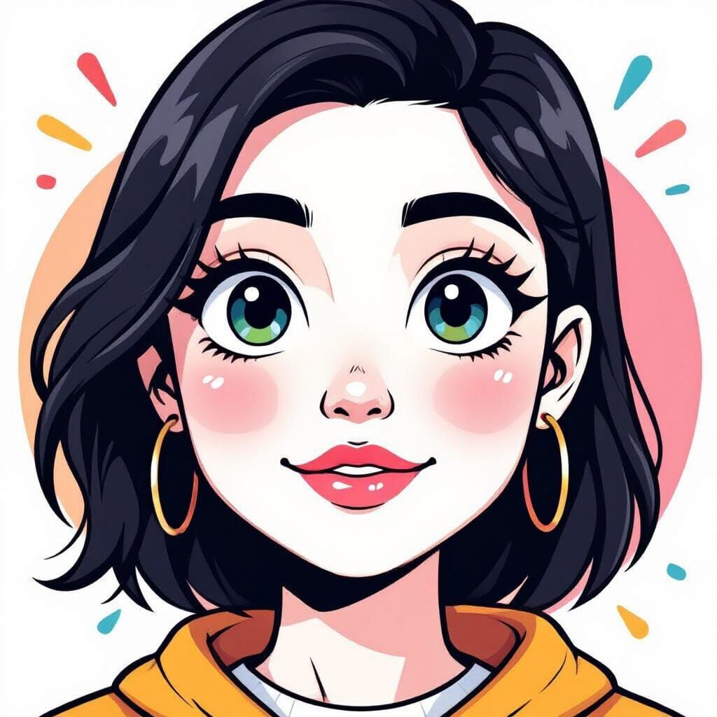 Cute Stylized Face Illustration for Apparel