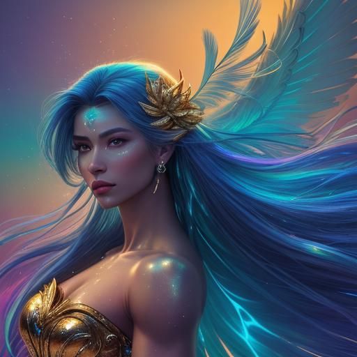 Radiant Woman Posing in Hyper-Realistic Digital Art