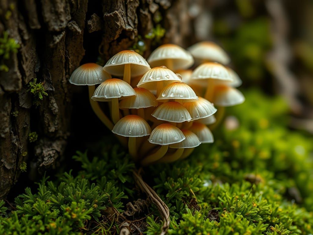 Enchanted Forest: Tiny Mushrooms in a Mossy Micro-World