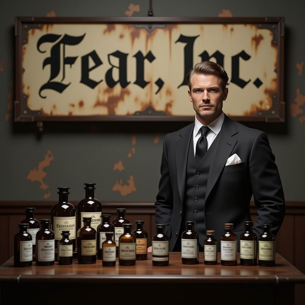 Fear, Inc. Salesman in Dystopian Retro Style