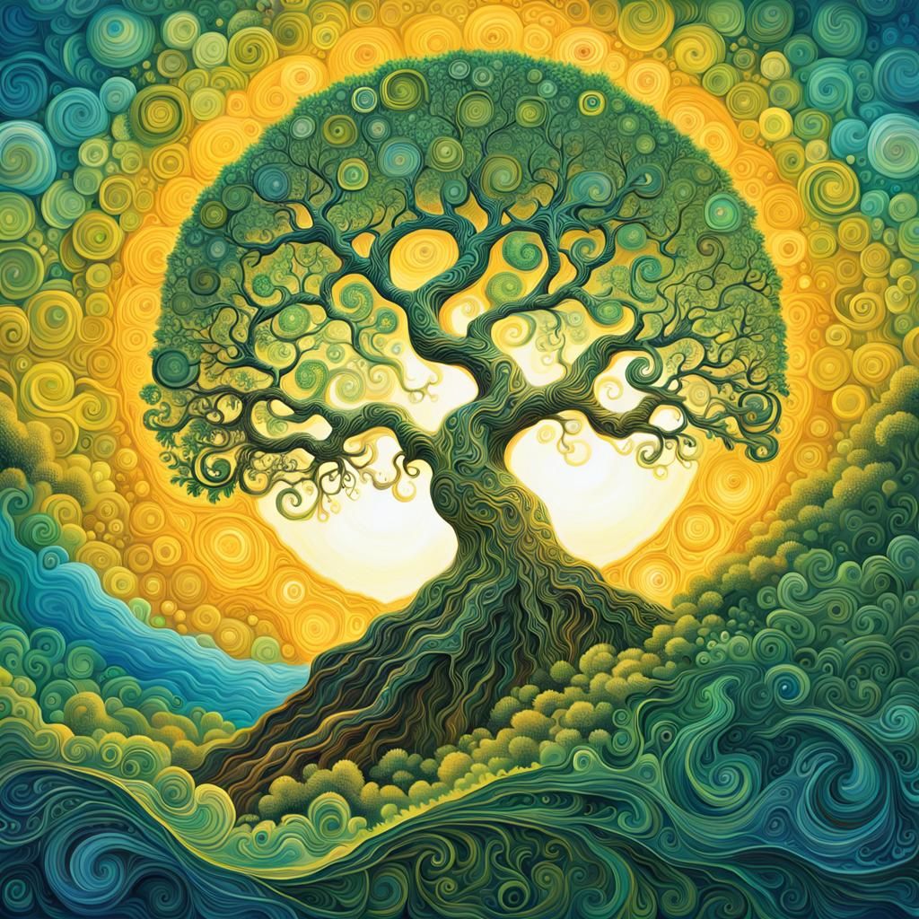 Sun Over Cliff: Geometric Acrylic Painting in 3D