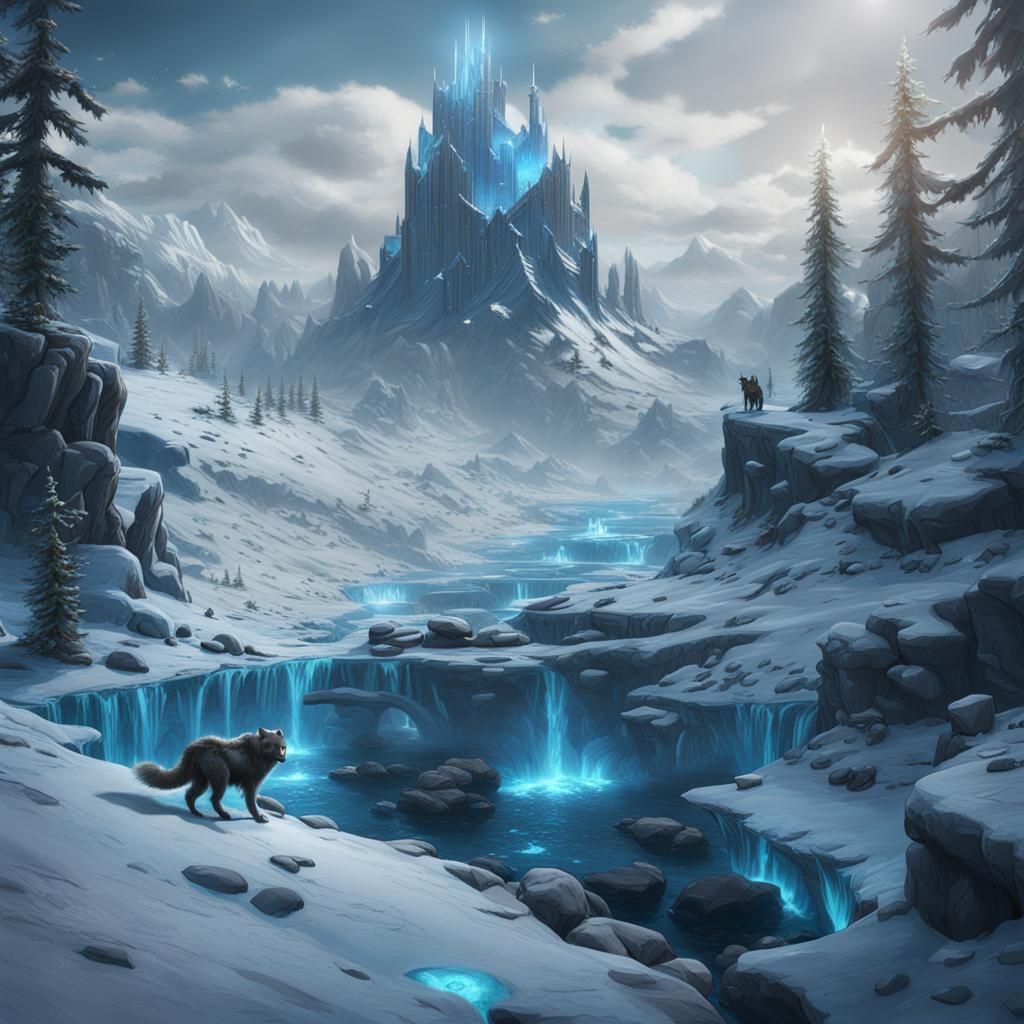 Detailed Ice Wolf Fantasy Concept Art