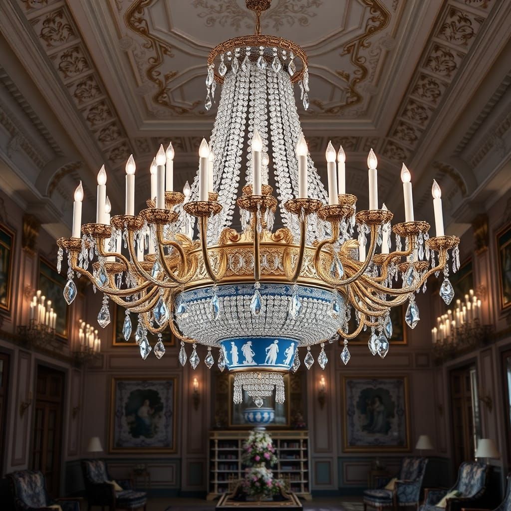 24-arm chandelier containing 24,000 natural white diamonds