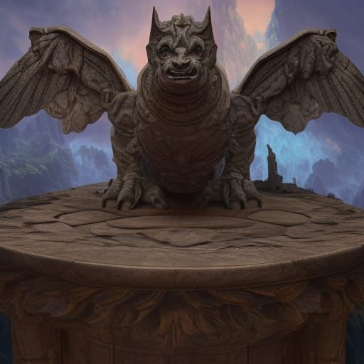 Detailed Stone Gargoyle on Altar Concept Art