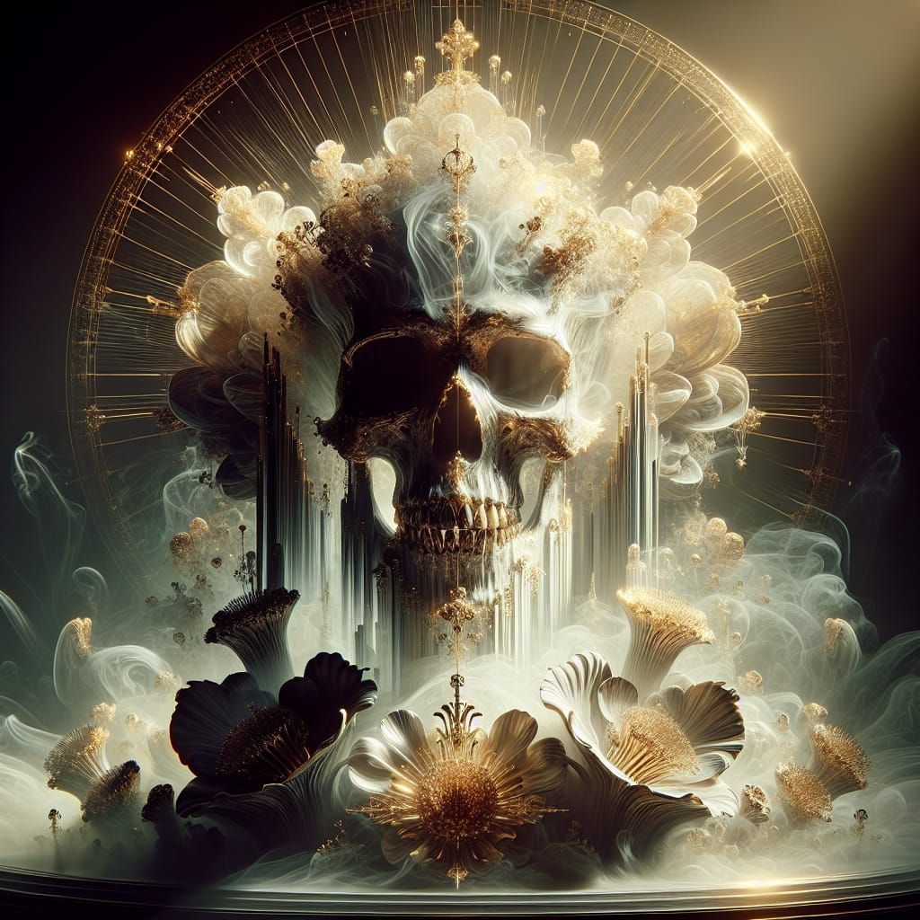 Ethereal Skull of Light in Hypermaximalist Style