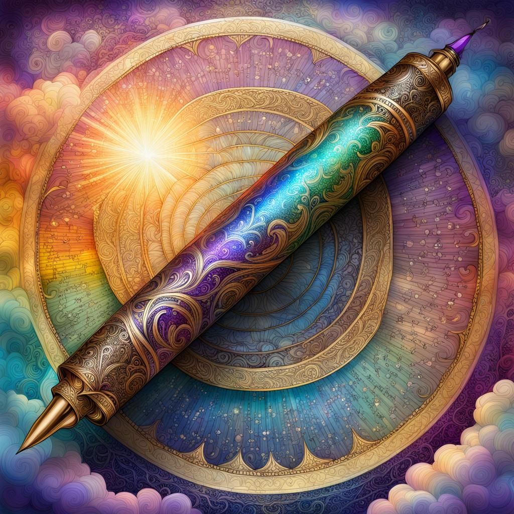 Rainbow Poetry on Parchment with Pearl Pen