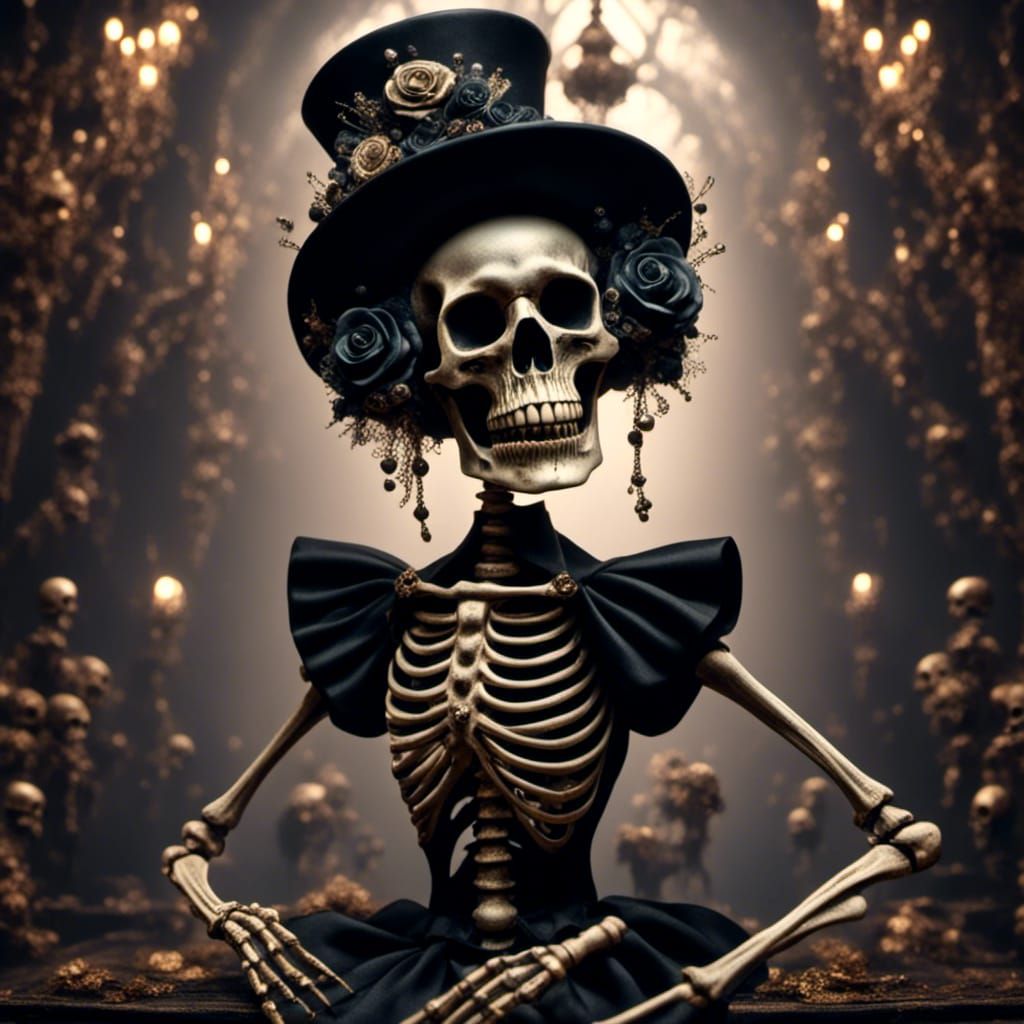 Skeletons Dance Macabre in 1950s Ballroom