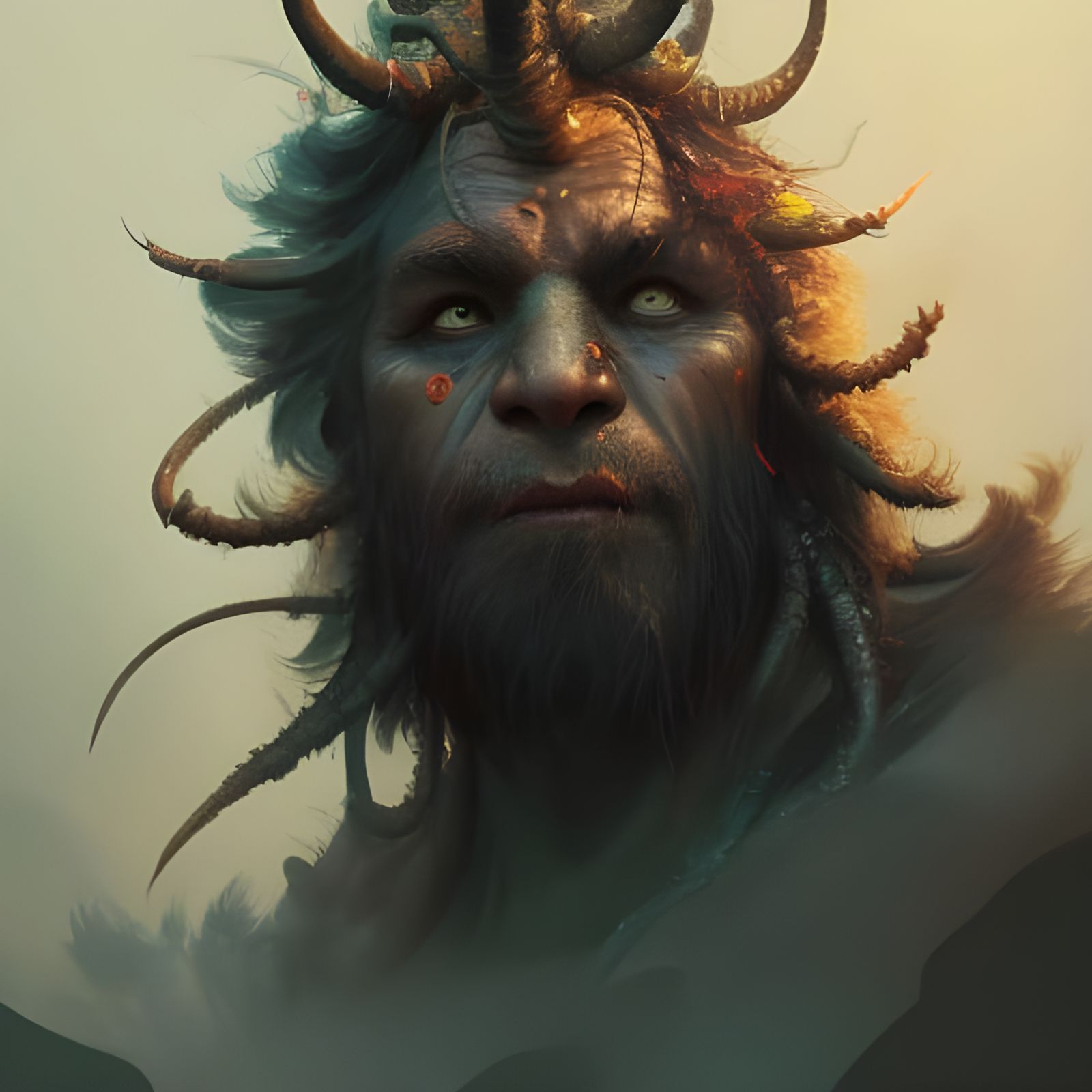 Troll Shaman Portrait in Dark Fantasy Style