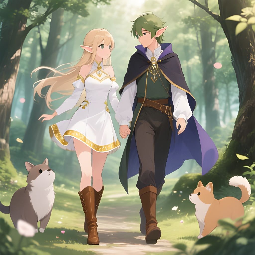 Elf Couple in Enchanted Forest