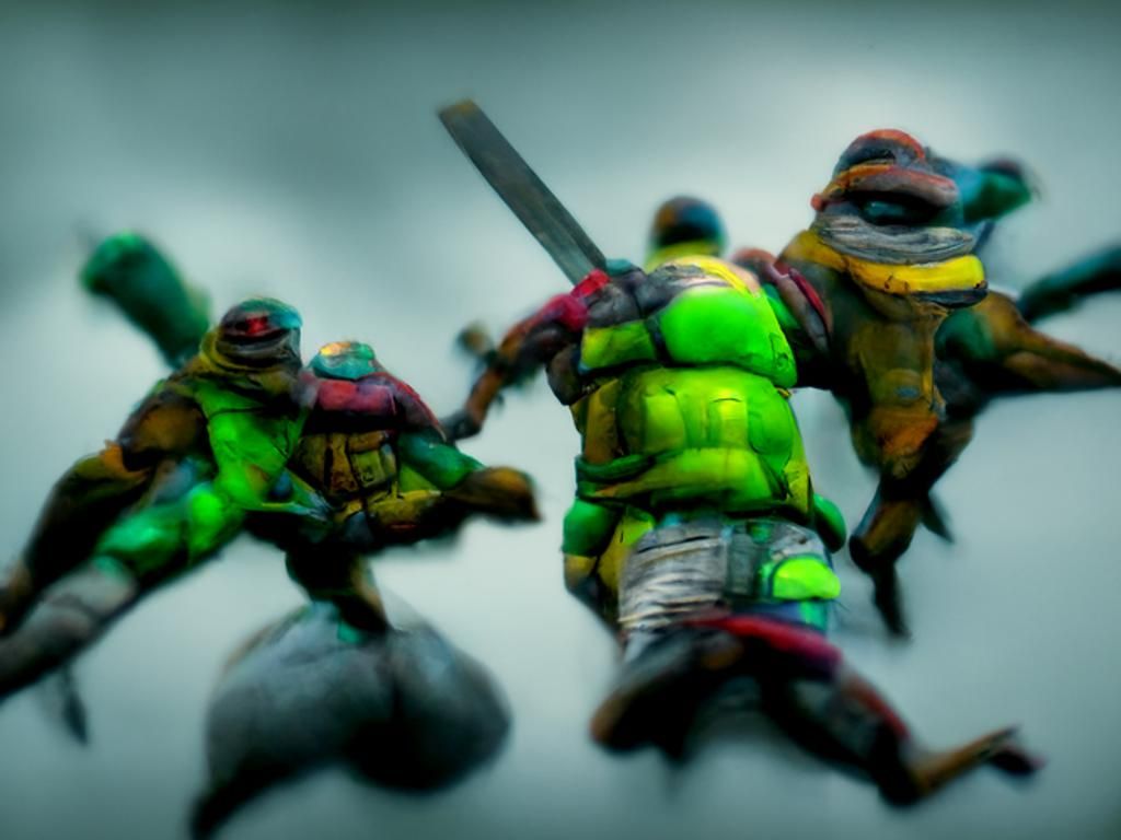 TMNT Karate Fight on Skyscraper, Hyperrealistic VRay