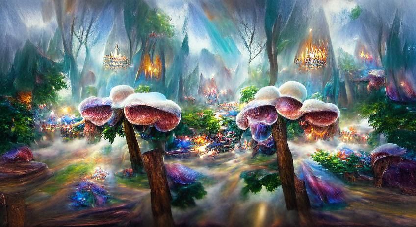 Dazzling Mushroom Forest Concept Art in 8k