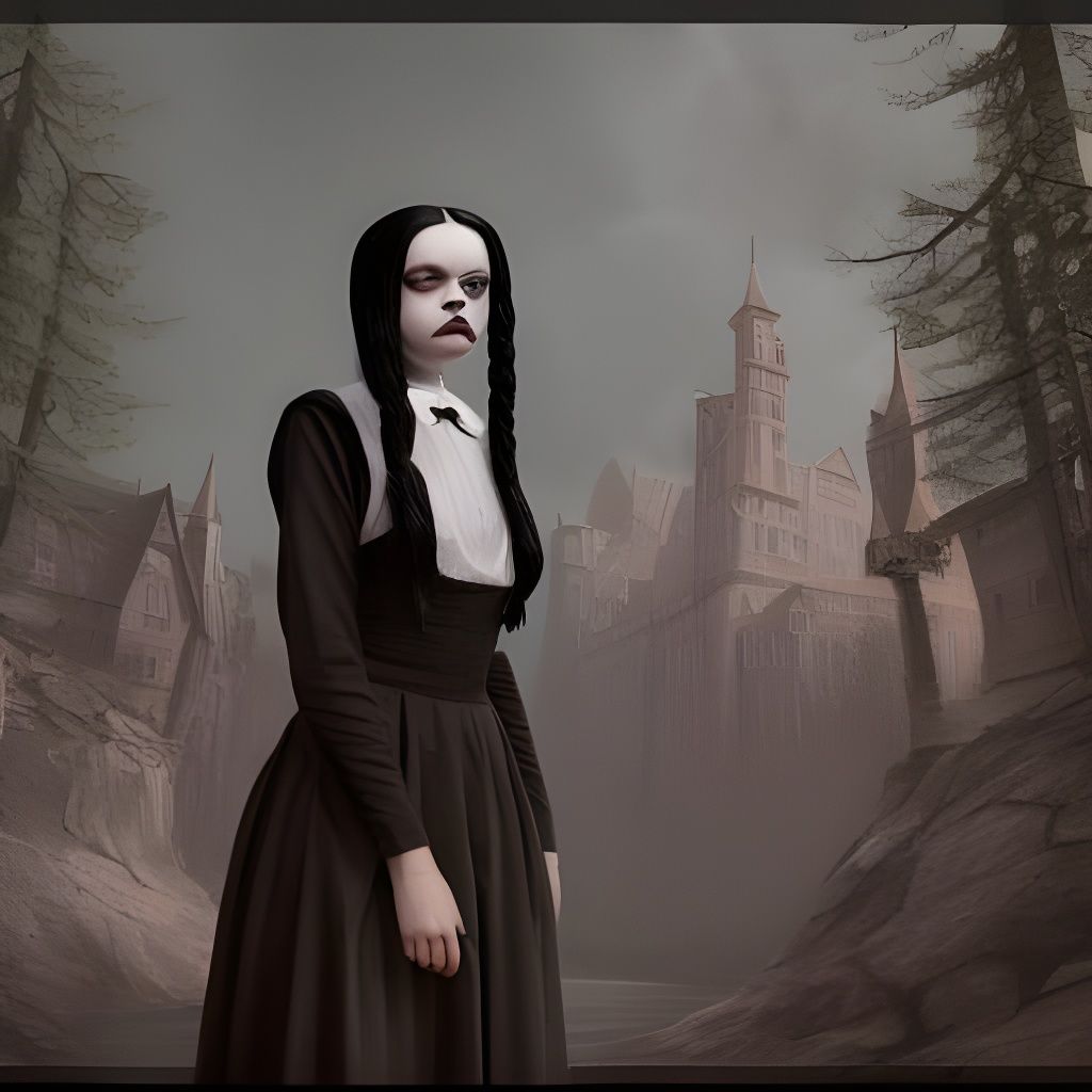 Wednesday Addams as Asylum Inmate: Matte Painting