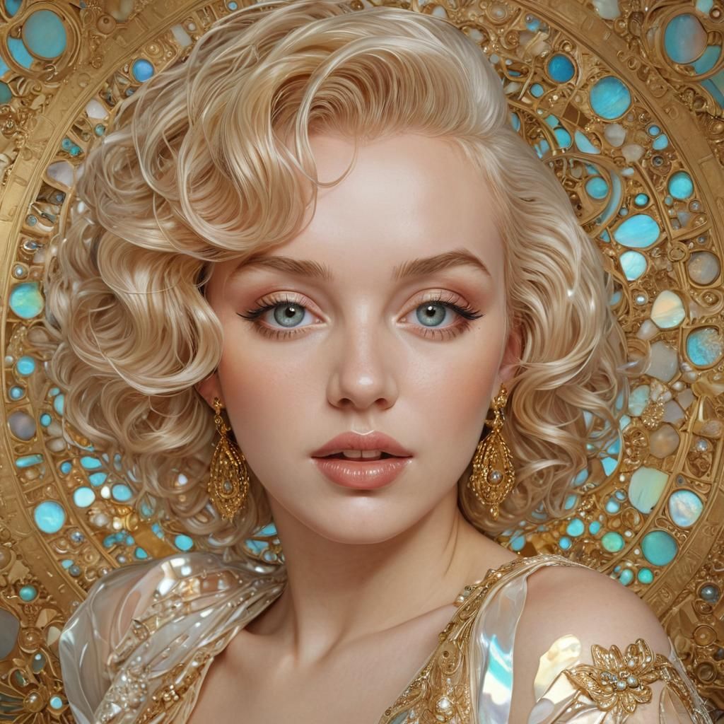 Glamorous Woman with Mother-of-Pearl Texture, Detailed Art