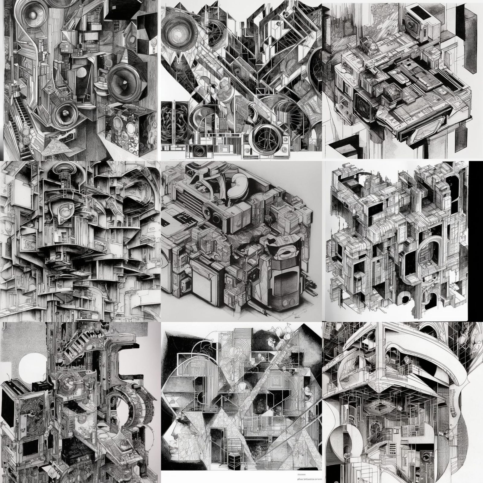 Gallery:  Sketchy abstract concept 'Stereopunk by X' schematics - 29nov22