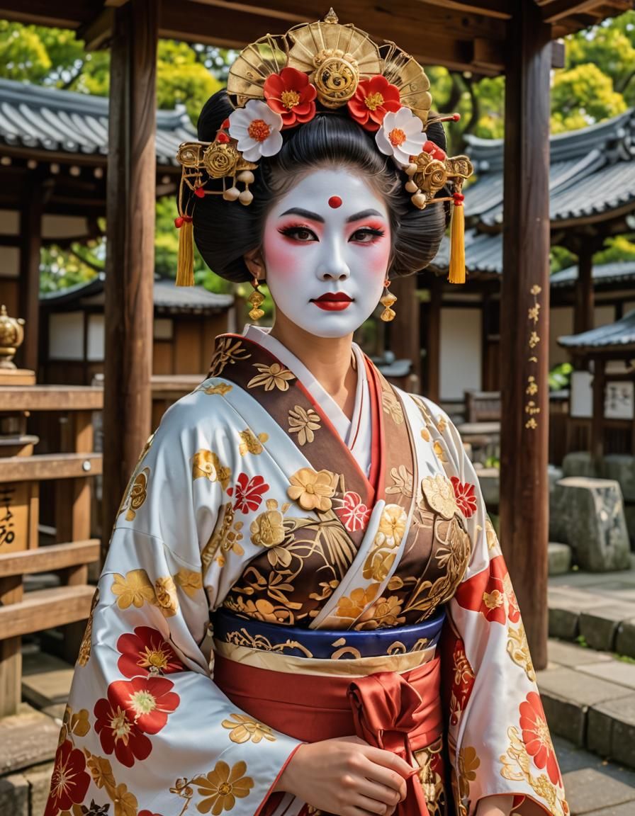 Indonesian Oiran in Shinto Shrine: Ultra-High Definition