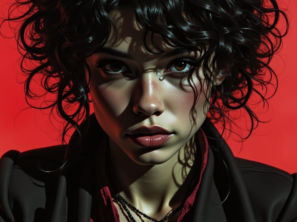 Pleasant Mad Scientist Woman in Punk Poster Style