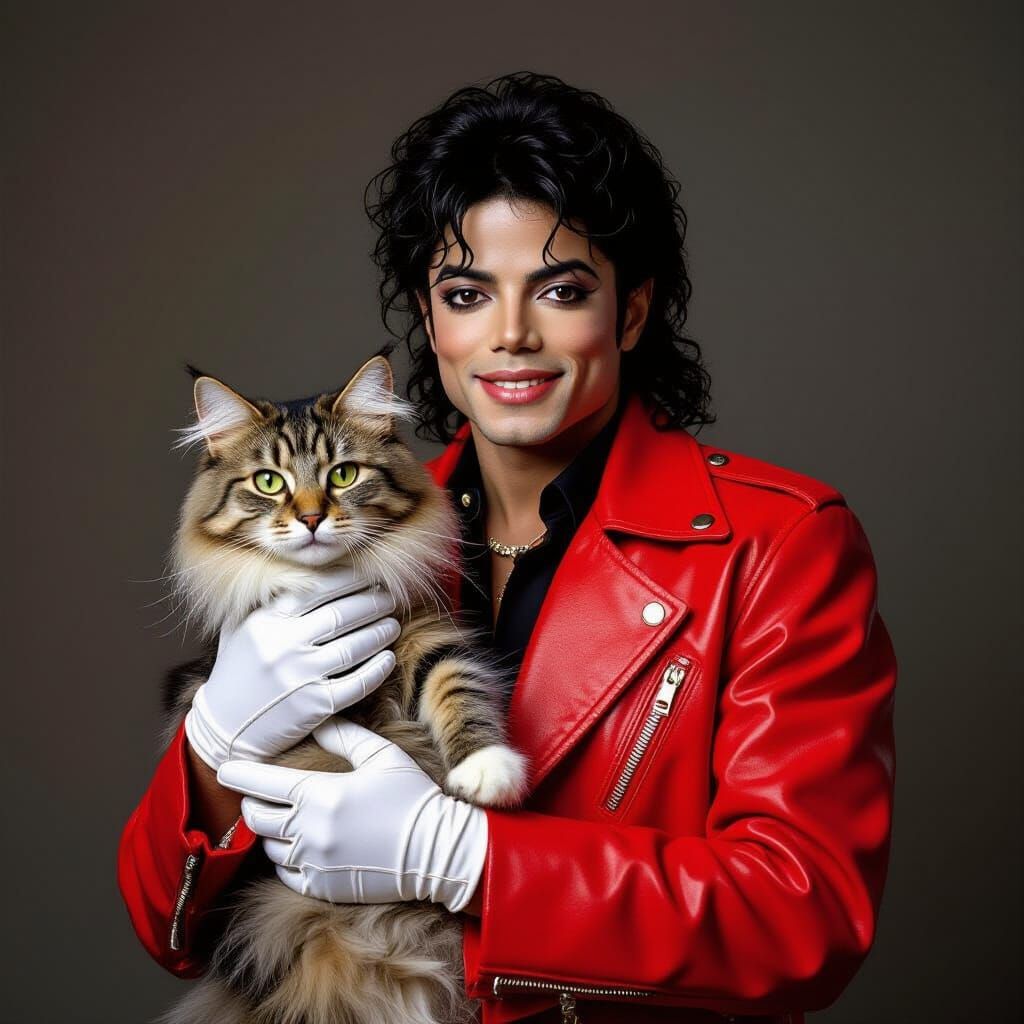 Pop Art Style: Michael Jackson with Cat