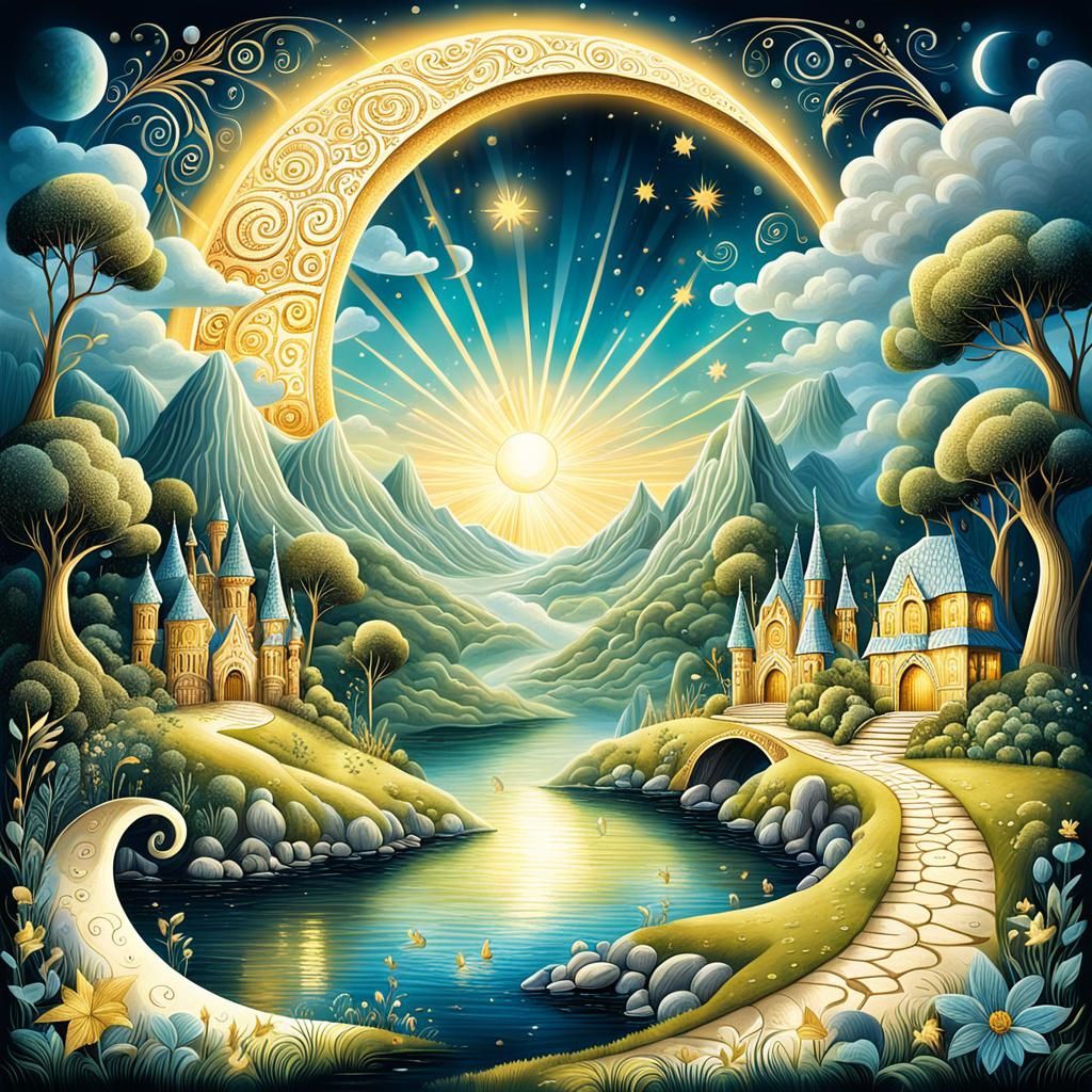 Mythical Utopian Dreamland Storybook Illustration