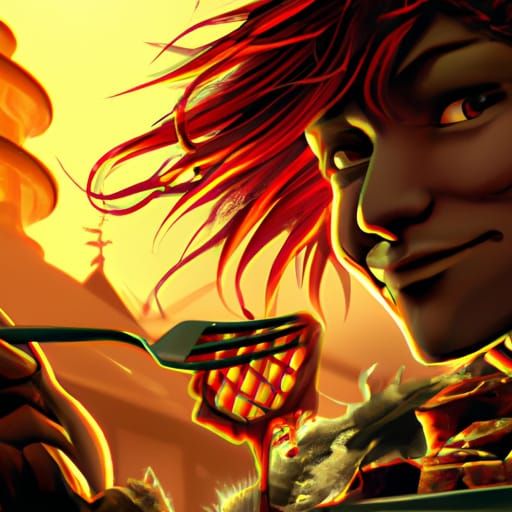 Madara Eating Waffles: Hyperdetailed Portrait