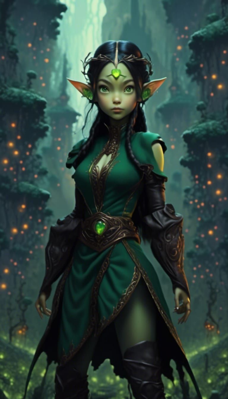 Blind Elf Earth Bender in Cartoon Style