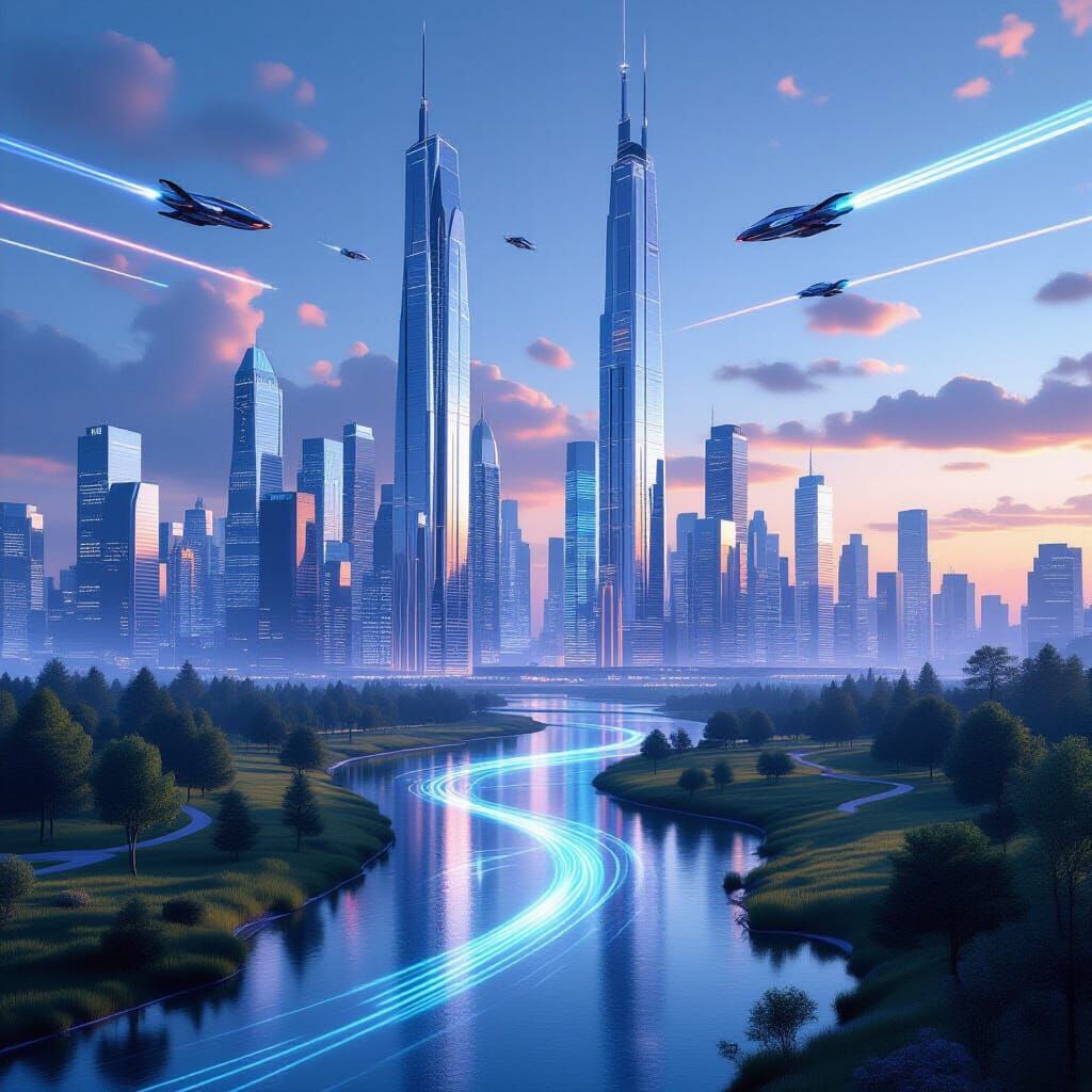 Futuristic City Meets Untouched Nature