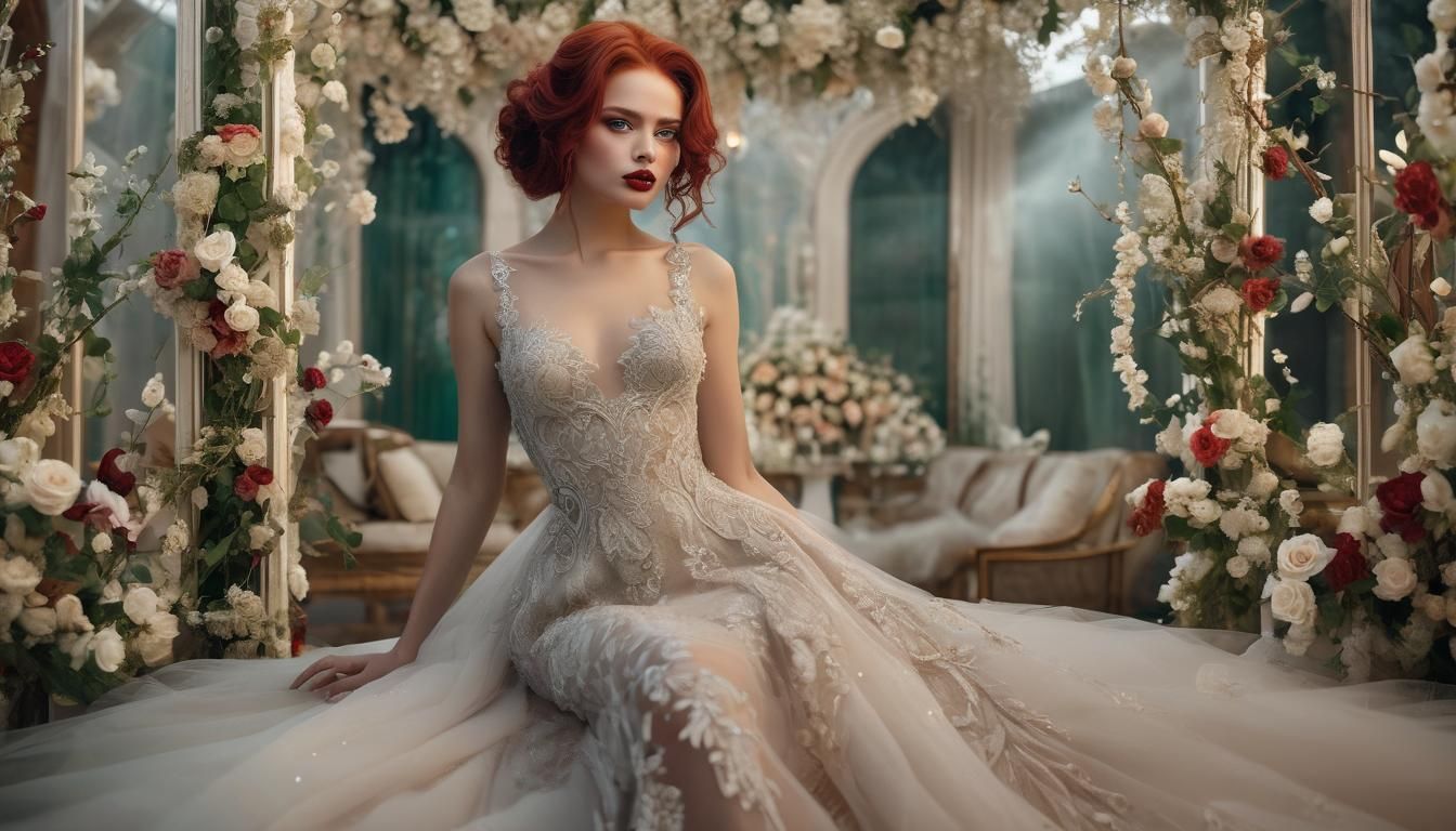 Epic Wedding Scene with Crimson-Haired Bride