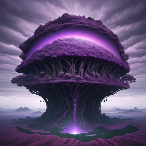 Surreal Dreamscape: Eye on Floating Island with Alien Flora