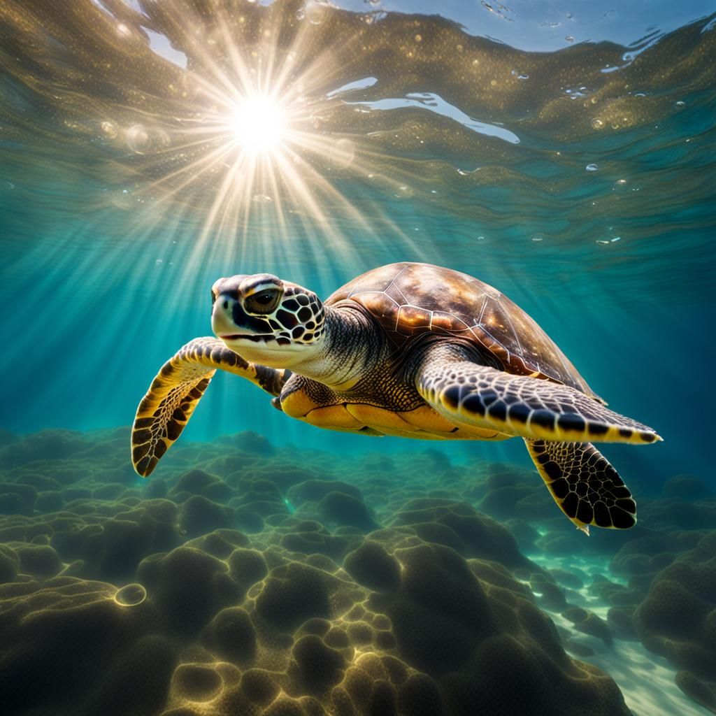 Underwater Portrait of a Sea Turtle