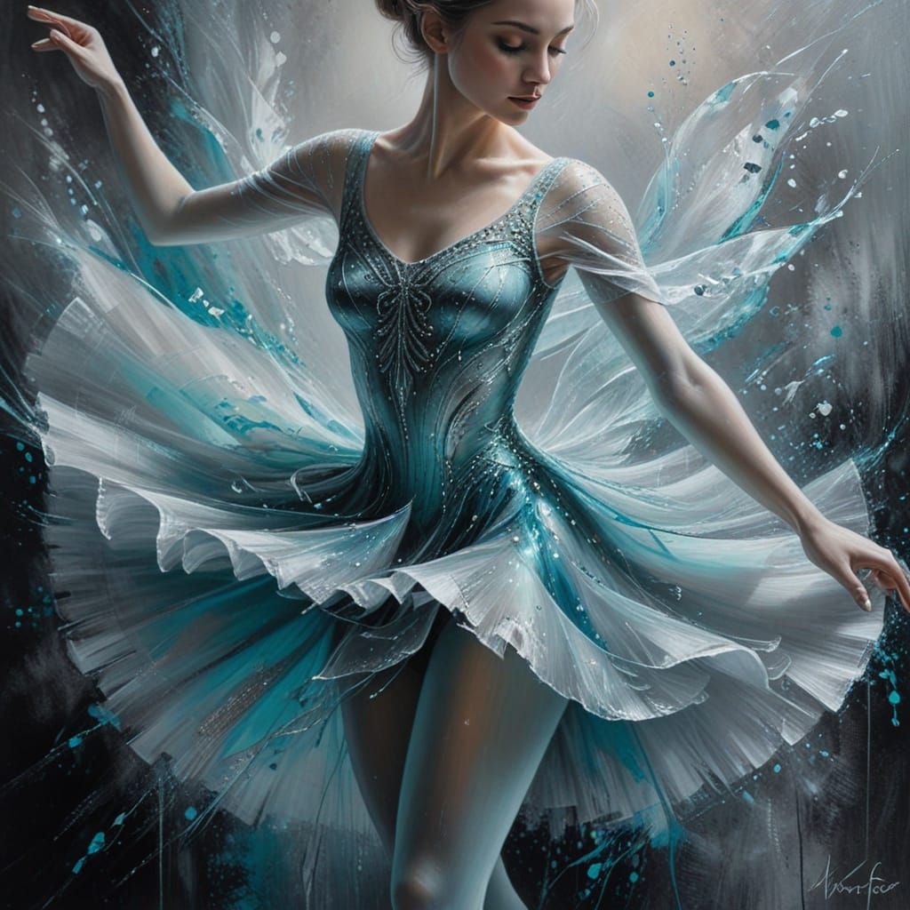 Ballerina in Translucent Acrylics on Textured Canvas