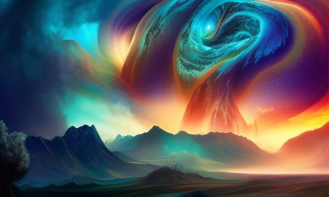 Galactic Gaze: Cosmic Eye Portrait in Detailed Matte Paintin...