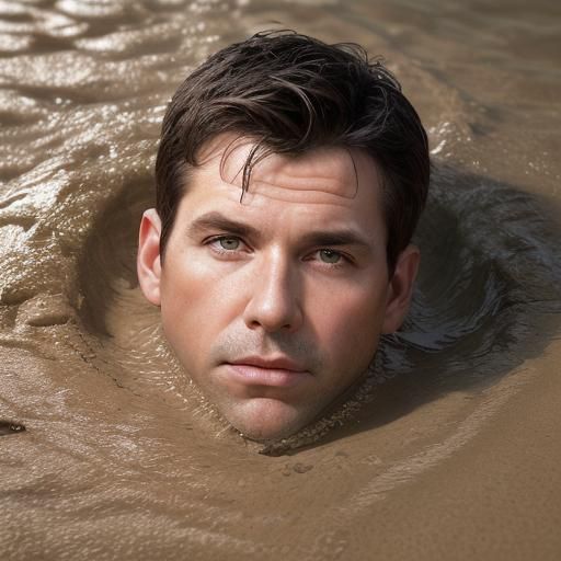 Male Cop Sinking in Quicksand Portrait