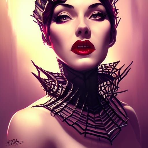 Gothic Spider Queen Pin-Up Portrait in Artgerm Style