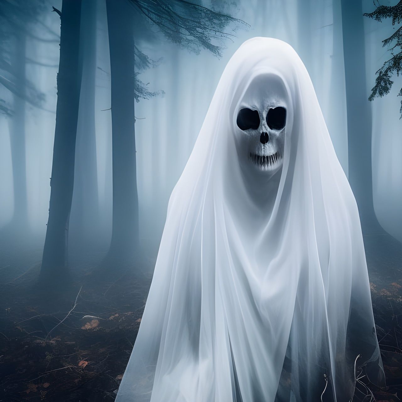 Eerie Ghost Portrait in Dark Fantasy Style