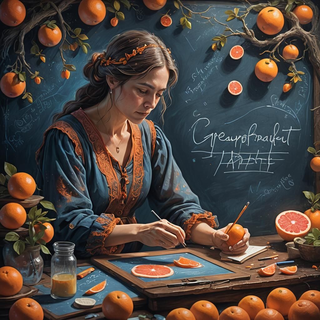 Chalkboard Tablet with Perturbed Woman, Digital Painting