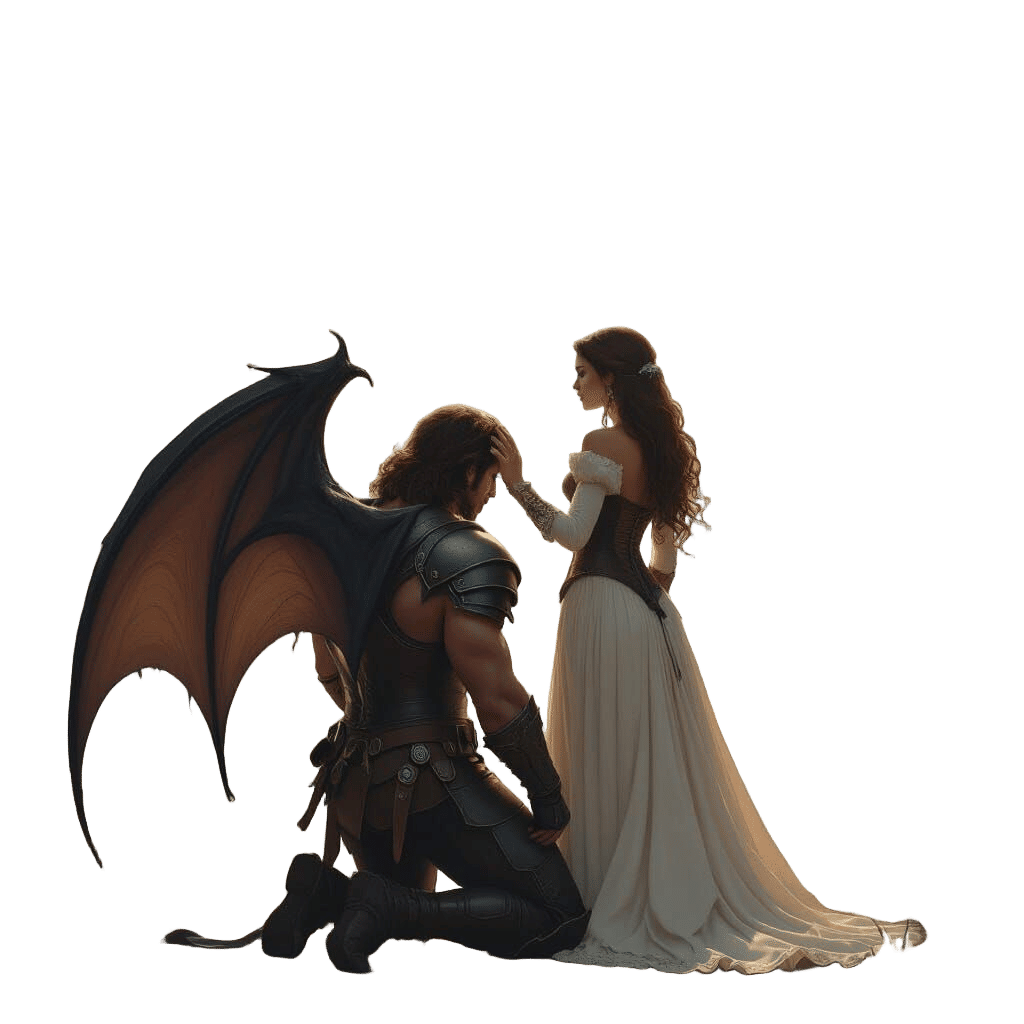 Winged Man and Woman Gazing at a Portal