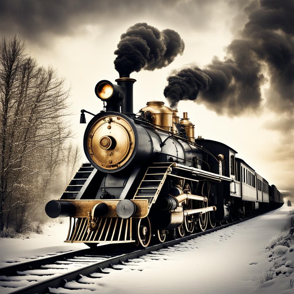 Steampunk world: Snowy landscape