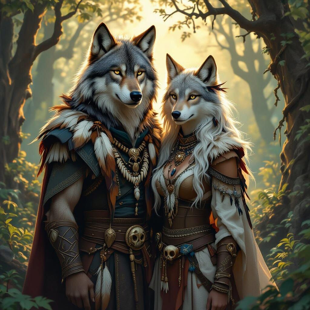 Regal Alpha and Luna in Mystical Forest