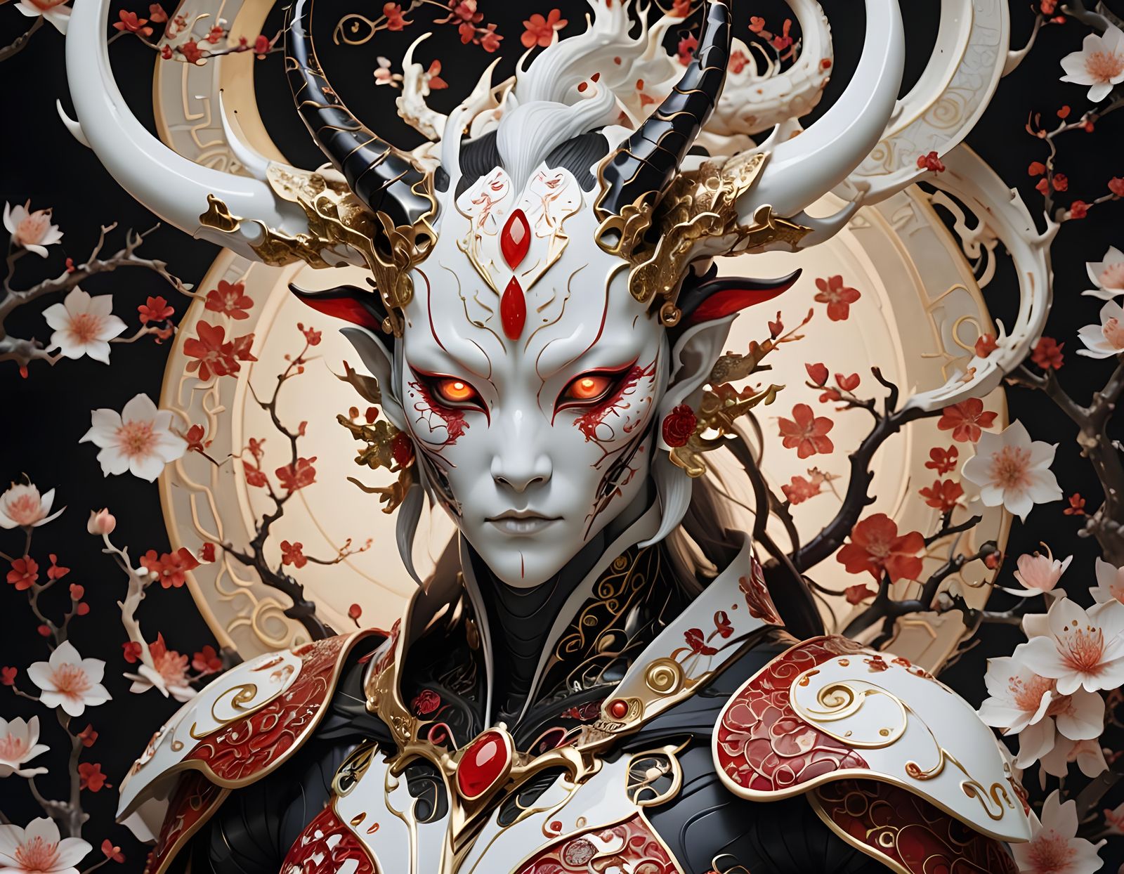 Bioluminescent Being with Cherry Blossom Fractals