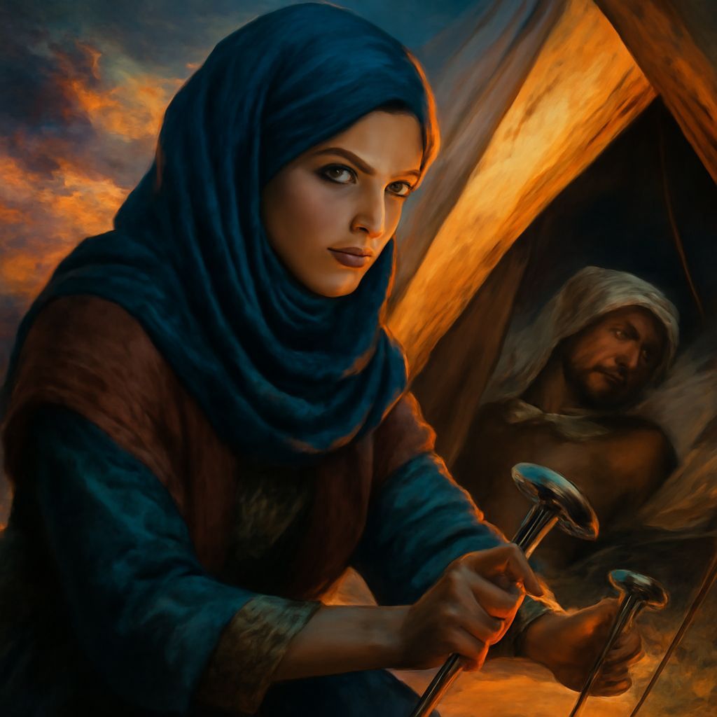 Beautiful Arab Woman with Tent Stake, Hyperrealistic Art