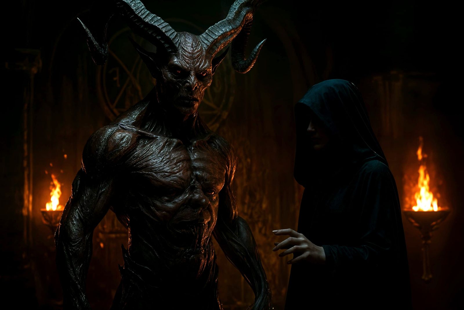 Witch Summons Demon in Dark Fantasy Ritual