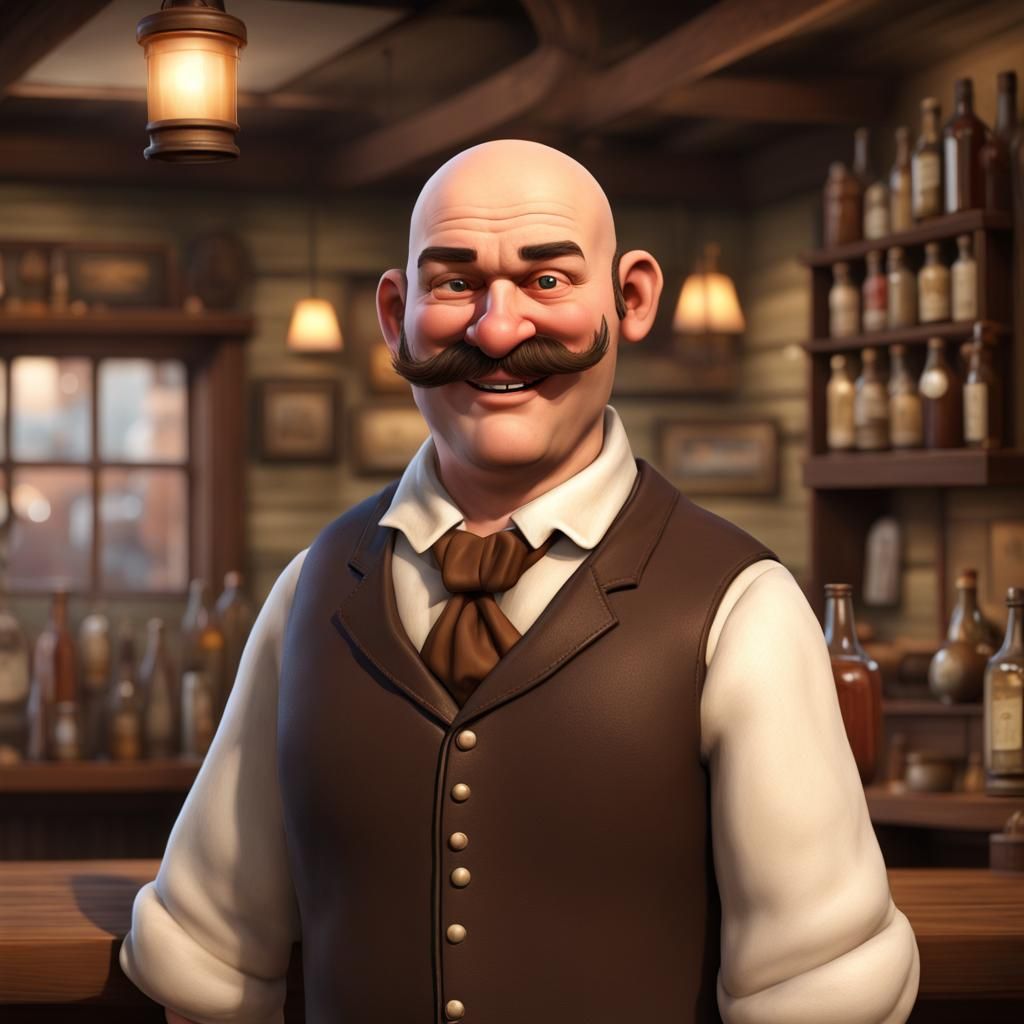 Friendly Tavern Owner with Handlebar Moustache